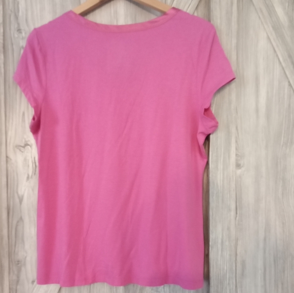 Pure Alfred Sung NWOT Pink V Neck T-shirt XL - Picture 2 of 5
